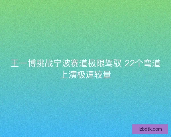 王一博挑战宁波赛道极限驾驭 22个弯道上演极速较量